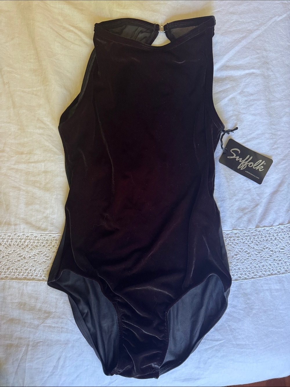 Suffolk black Velvet High-Neck dance leotard